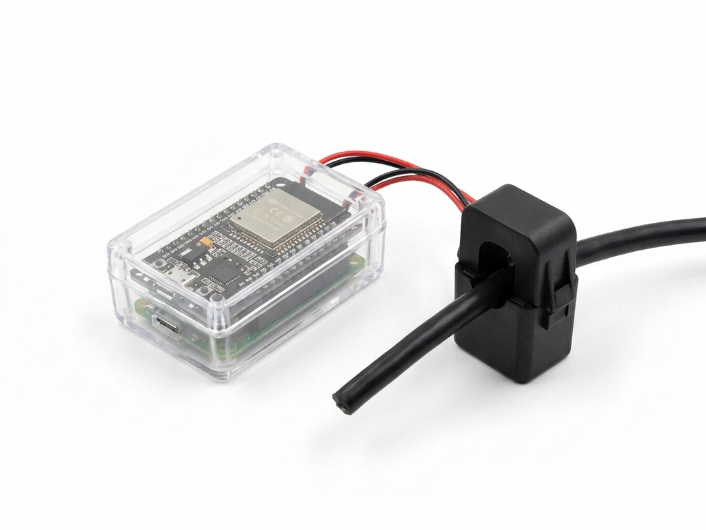 An ESP32 on a breadboard wired to a temperature and humidity sensor